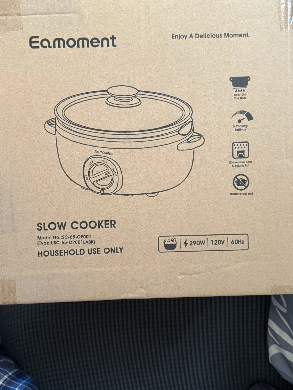 Eamoment~ 6.5Qt Slow Cooker, Non Stick Pot, Aluminum, New