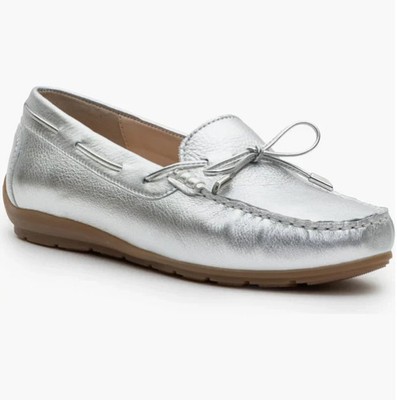 Ara Womens Amarillo Loafer Shoe - Silver, Size 7 US
