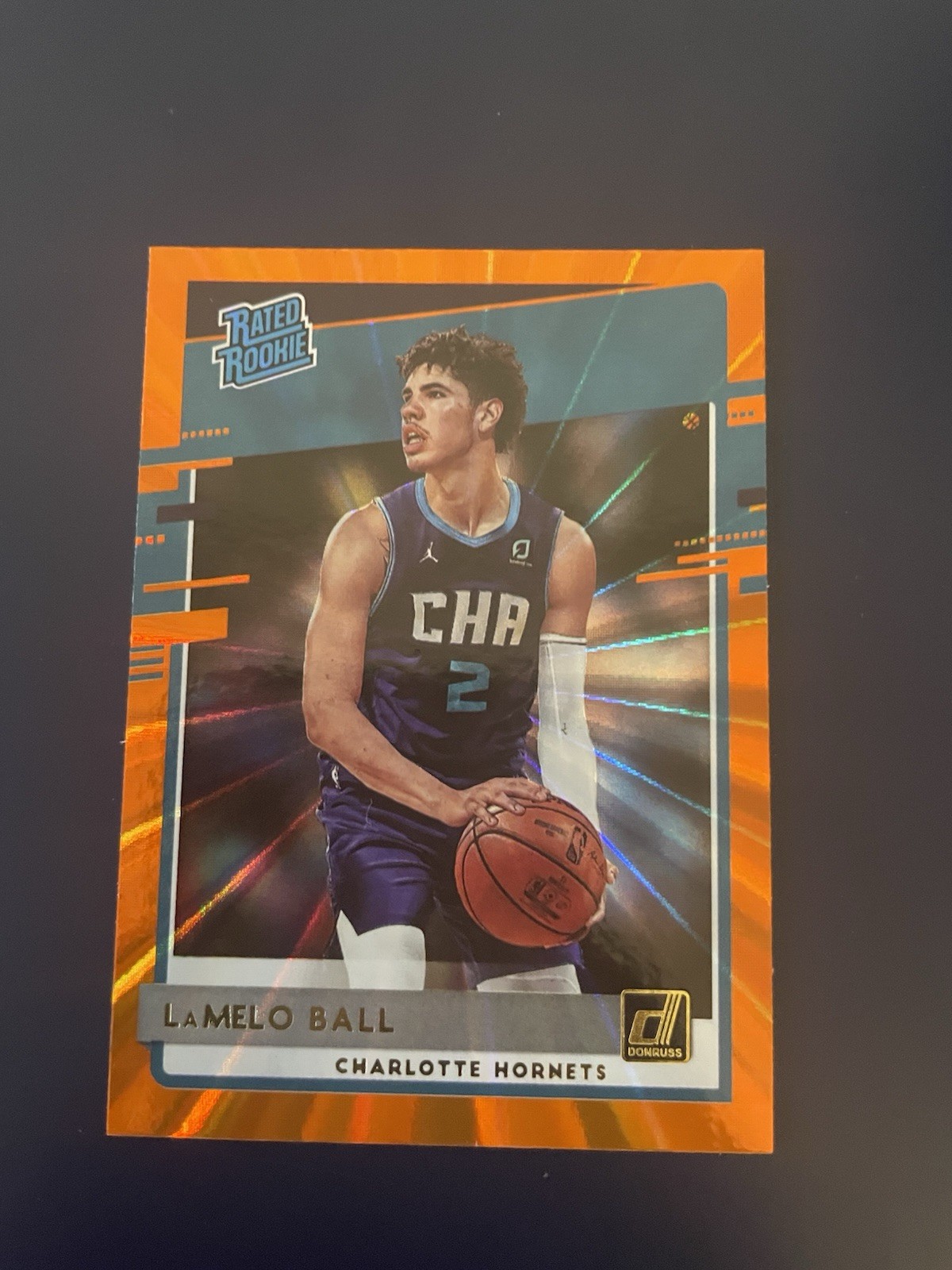 LaMelo Ball 2020–21 Donruss Rated Rookie Orange Laser #202 Hornets RC