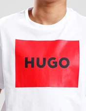 Hugo Shirt Mens Medium White Red Box Logo Graphic Tee T-Shirt Clean Up Your Act