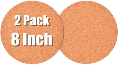 2-Pack 8'' round Cork Coasters - Plant Saucers & Trivets for Hot Pots, Absorbent