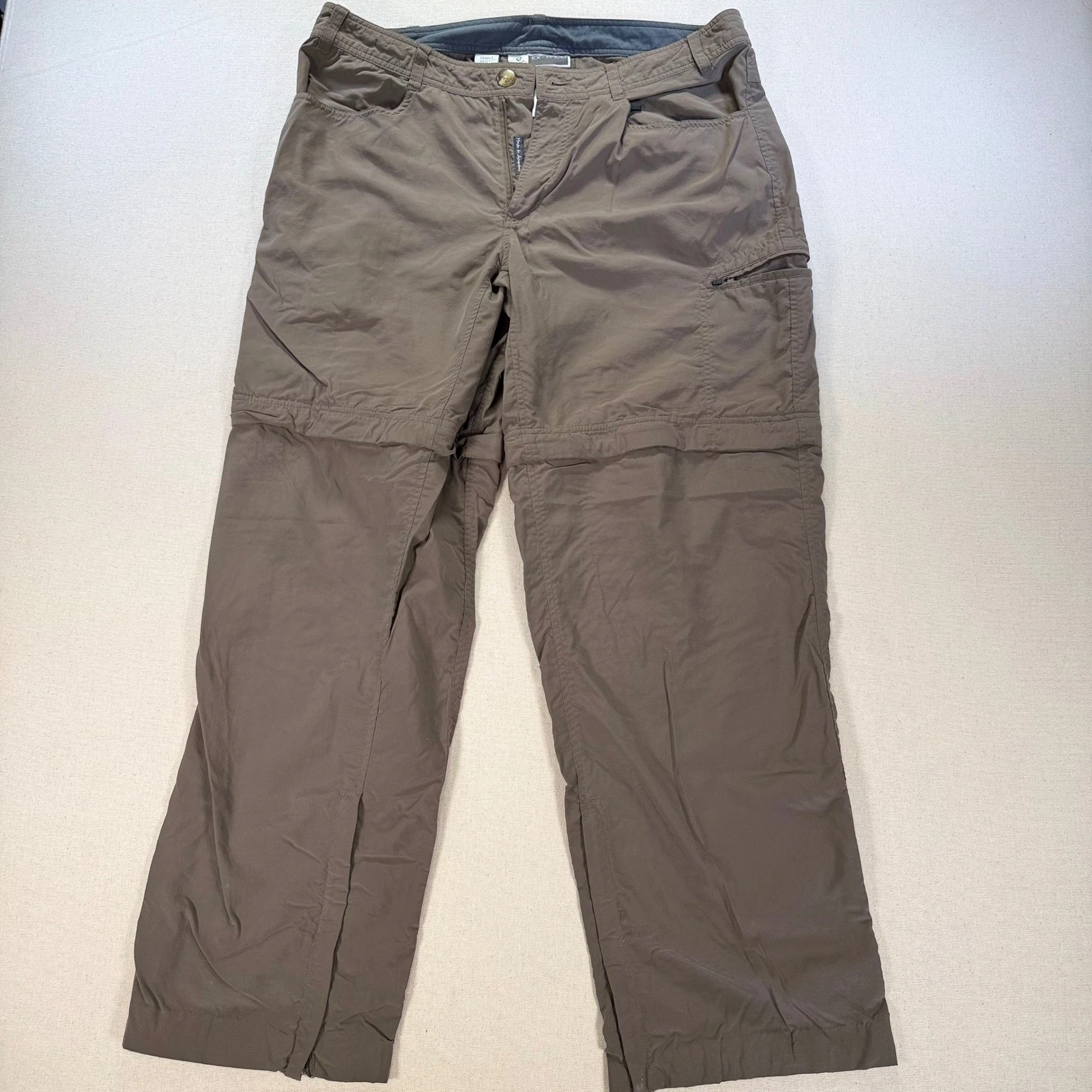 ExOfficio Insect Shield Mens 34x30 Convertible Pants Brown Nylon 1122-8861 S17