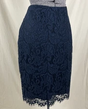 NWT Banana Republic Factory Lace Pencil Skirt Size 8 Navy Blue