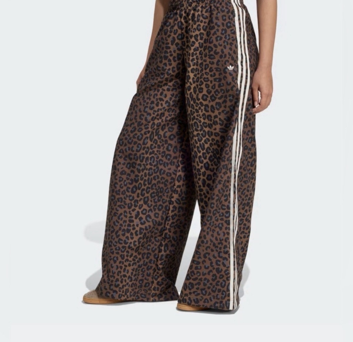 Adidas Originals Leopard Wide Leg Satin Pants M Medium New Nwt 100