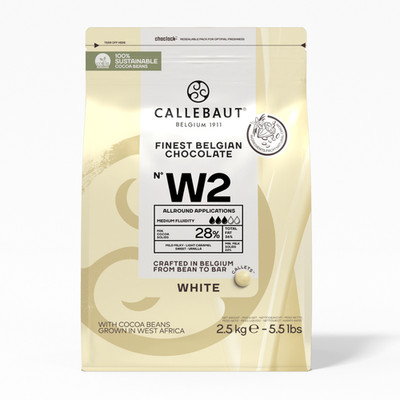 Callebaut W2 28% Finest Belgian White Chocolate Callets 5.5 lbs   Free Delivery