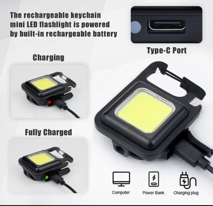 1X Mini COB Schlüsselanhänger Licht Light Flesh LED Taschenlampe 6watt USB 