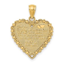 14k Yellow Gold LOVE IS...HEART Charm Pendant Gift For Women