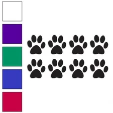 Eight Dog Paw Prints, Vinyl Decal Sticker, Multiple Colors & Sizes #216