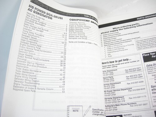 Multiquip MQ DCA25USI Ultra Silent Generator Parts Operation Manual Book Denyo - Picture 2 of 7