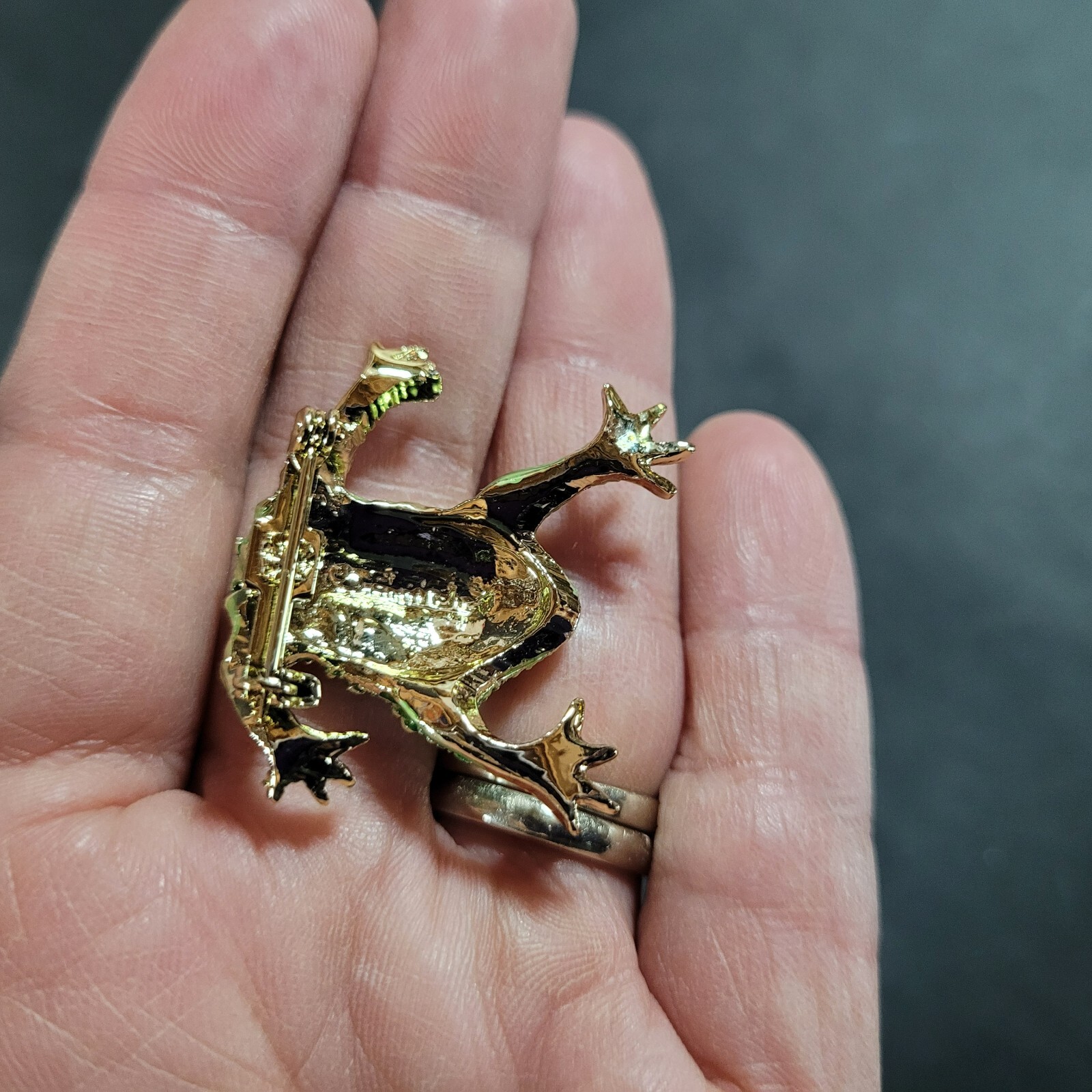 Vintage Green Tree Frog Red Eyes Brooch Pin Jewelry B… Gem