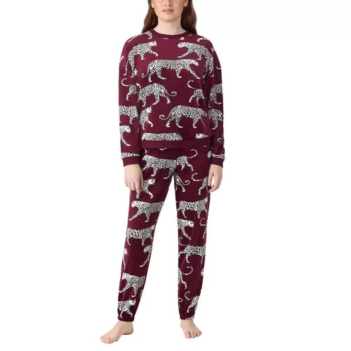 Room Service Women's 2 Piece Pajama Jogger Set | Purple Cheetah | M - Picture 4 of 7