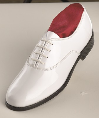 Men's Dress shoes NEW WHITE faux patent leather oxford WTS