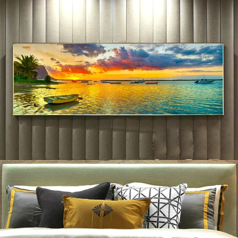 Sea Sunset Landscape Canvas Painting Poster Living Room Home Decor