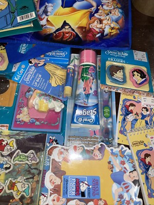 Snow white and the seven dwarfs Lot books, erasers, pencils and more