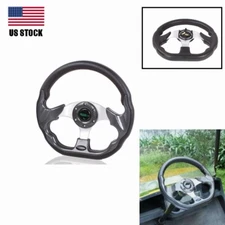 Car Steering Wheel Carbon Fiber Flat Racing Drift 6 Holes Bolts 320mm Black