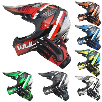 Wulfsport Off Road Iconic Adult Helmet Motocross Helmet + Wulf Attack Gloves ATV