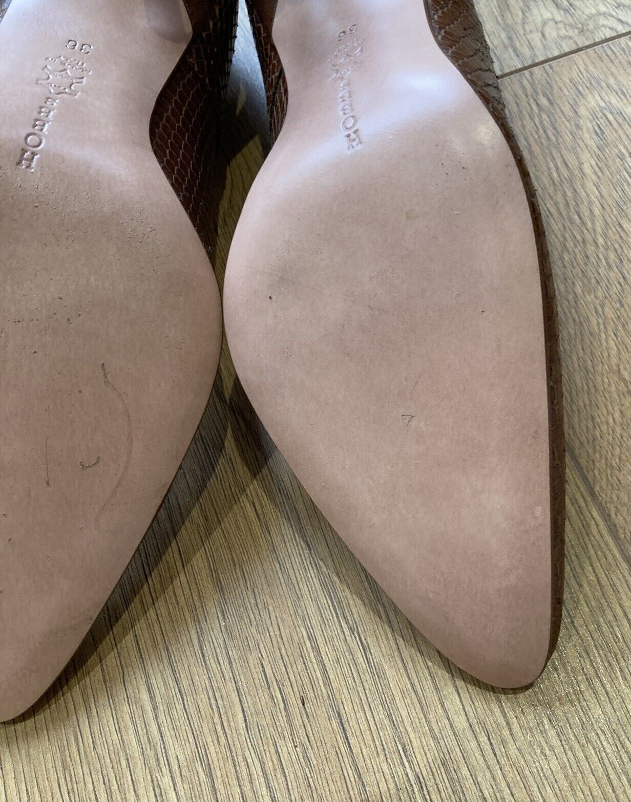 Vintage Brown Reptile Court Shoes by Hobbs, Size 36, New 9