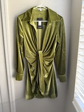 NWT Fashion Nova Velvet Dress Chartreuse size S 