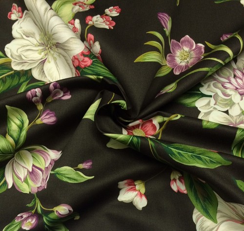 WAVERLY WILLIAMSBURG COLLINSON GRAPHITE BROWN FLORAL FABRIC BY THE YARD 54"W - Picture 4 of 5