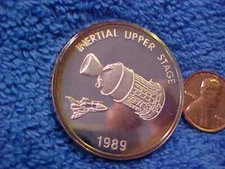 1989 BOEING EMPLOYEEs COIN CLUB 1.5 Oz Silver IUS inertial Upper Stage Medal AtT