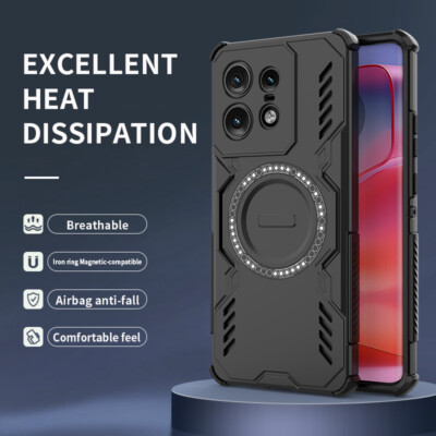 For Motorola Edge 50 Pro, Shockproof 4 Airbags Hybrid Armor Magnetic Case Cover