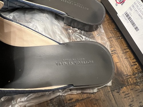 Bottega Veneta Leather Slippers Intrecciato Nappa Denim Size 35.5 - Picture 3 of 9