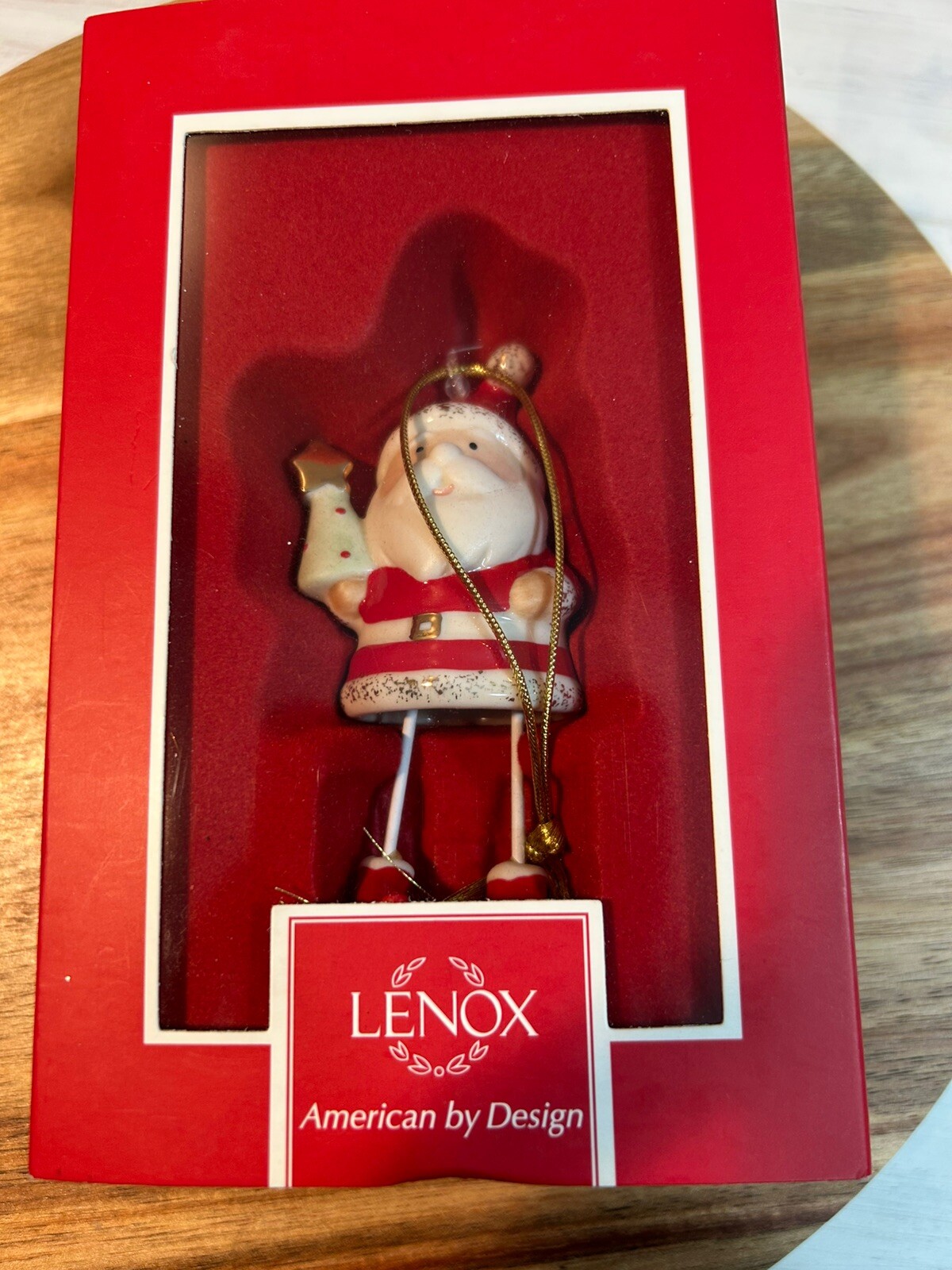 Vintage Lenox 3.5-Inch Santa's Chime Porcelain Christmas Ornament