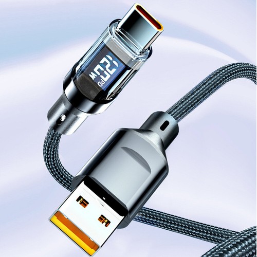 120w Super Fast USB Type-C Charging Cable Braid Phone Charger Lead with Display - Photo 4 sur 19