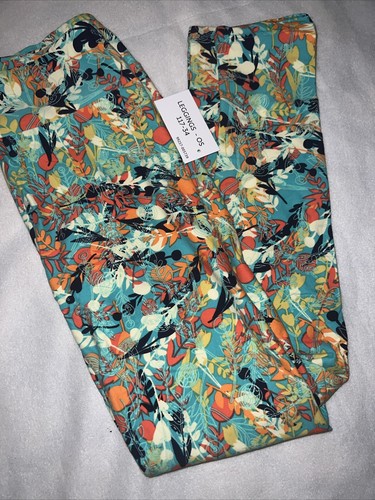 LulaRoe OS Floral Leggings HTF🦄 2-12 New Green Yellow Blue Branches One Size - Picture 6 of 7