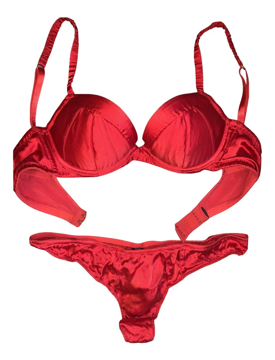 Figleaves “Marilyn” Red Bra & Thong Silk Lingerie Set