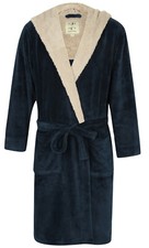 Men's Super Soft Hooded Robe, Blue Marl with Light Gray sizes available 