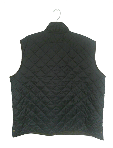 Chaps Mens Quilted Vest Size 2XL Navy Blue Brown Fleece Lined Snap Button w/ Zip - Picture 6 of 6