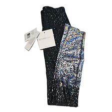 NWT XS Beyond Yoga Alloy Ombre Midi Leggings Black / Rainbow Iridescent Speckled