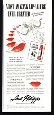1942 LOUIS PHILIPPE LIP-ALLURE ANGELUS LIPSTICK VINTAGE MAGAZINE PRINT AD