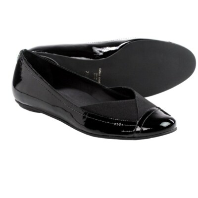 NIB Dana Davis Norah Black Patent Leather Ballet Flat US 8M orthotic $359