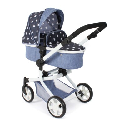 Bayer Chic 2000 Puppen Kombi-Puppenwagen MIKA Sternchen navy TOP