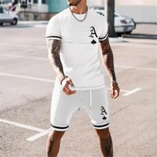 Mens Summer Outfit 2-Piece Set Short Sleeve T Shirts and Shorts Sweatsuit Set