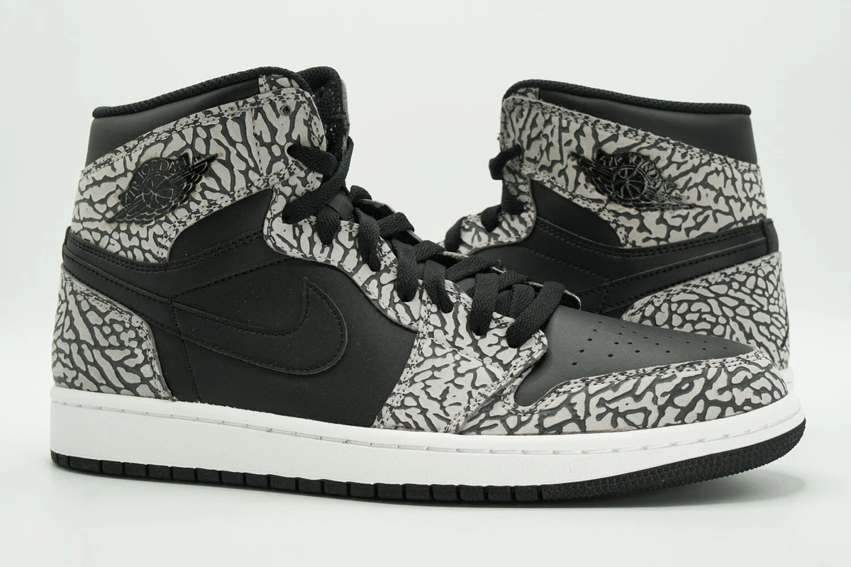 AIR JORDAN 1 RETRO HIGH OG NEW SZ 10 ELEPHANT PRINT BLACK CEMENT