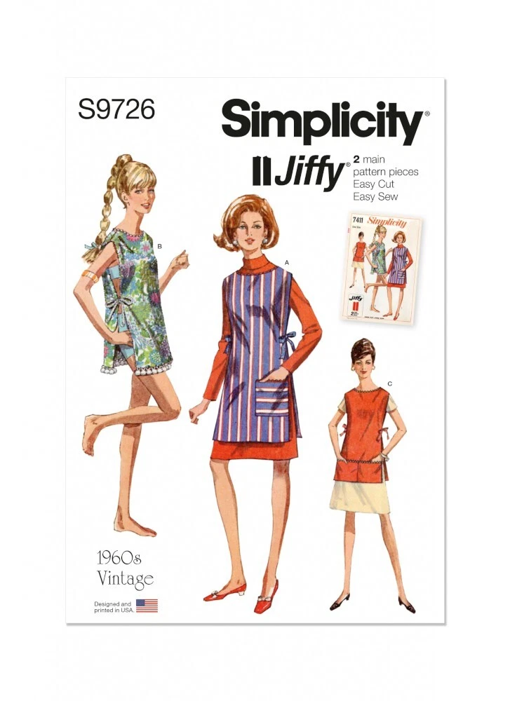Simplicity Sewing Pattern S9726 Misses' 1960s Vintage Apron or Beach Cover-Up