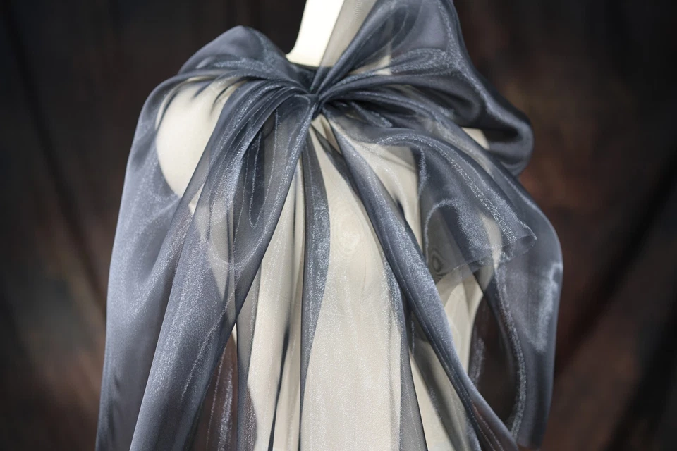 Black Crystal Sheer Organza Fabric By the Yard 200 - Image 3 of 4
