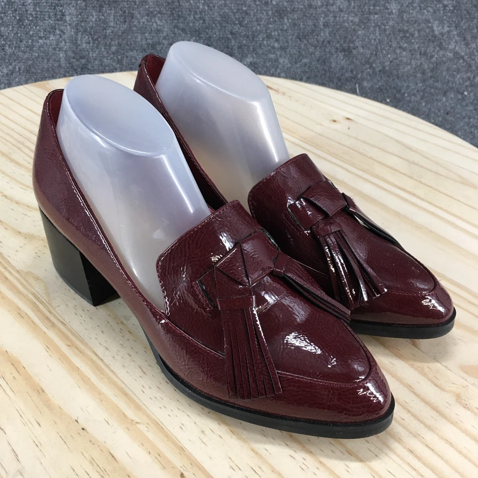 Marc Fisher Heels Womens 6M Phylicia Tassel Loafer Pumps Burgundy Patent Leather - Image 3 of 4