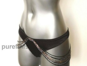 AGENT PROVOCATEUR SOIREE SILK LIDIJA THONG AP2 in black RRP &pound;295 NWT