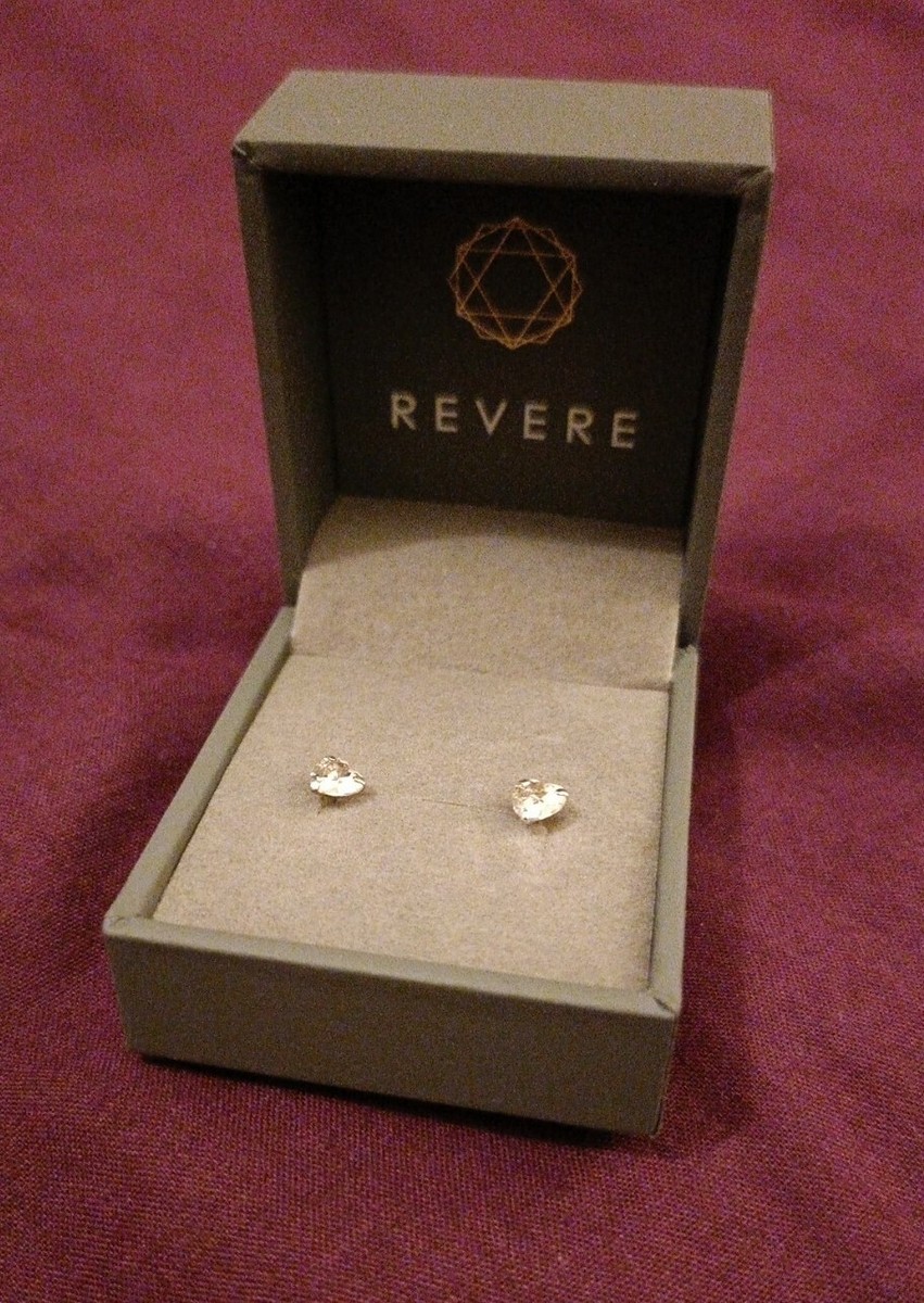 Revere Heart Cubic Zirconia Sterling Silver Stud Earrings UK