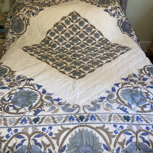COTTON Quilted Bedspread Comforter Blue 