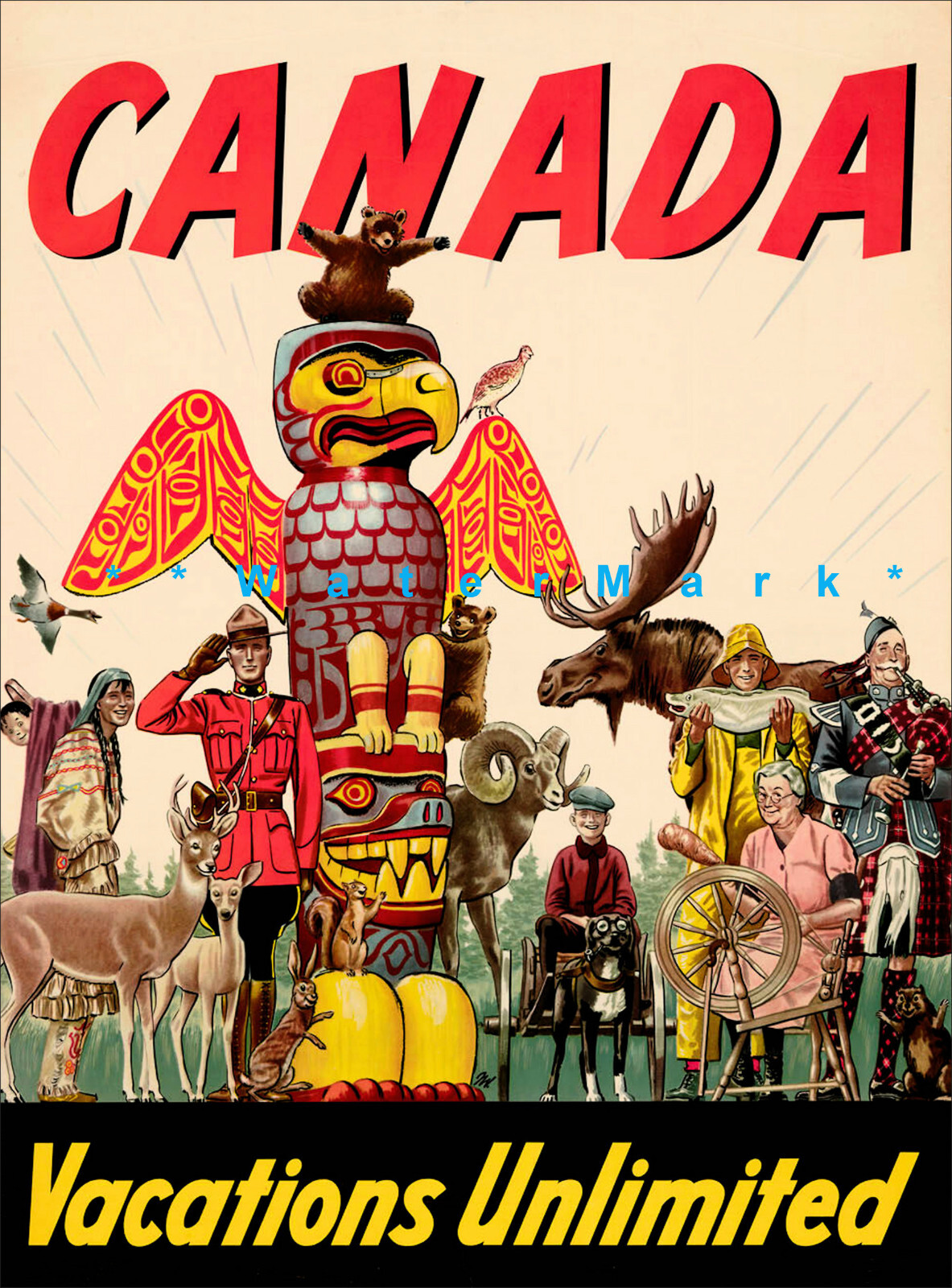 1947 Canada Vacation Travel Poster Retro Art Vintage Print  
