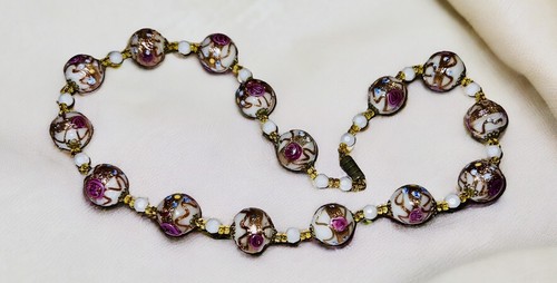 Antike venezianische Glas Hochzeitstorte Perlenkette Betäuberung! Rosa Blau Gold 20 Zoll - Bild 14 von 16