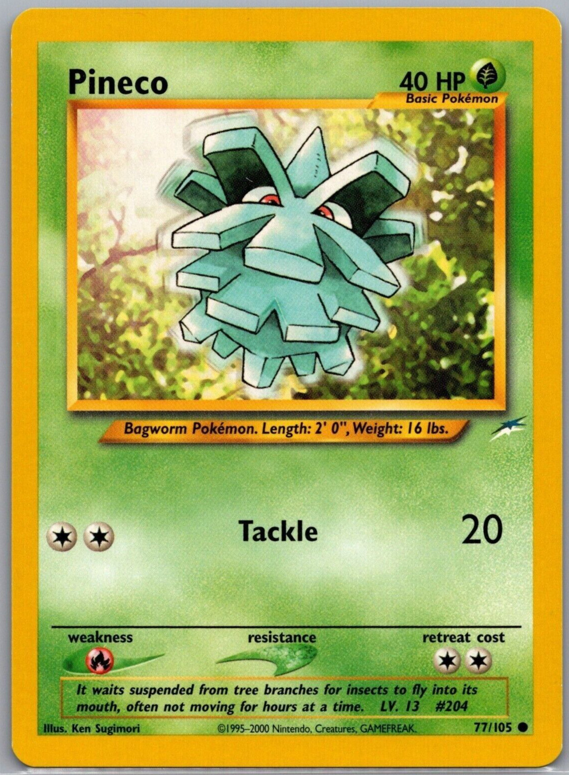 Pineco Vintage Pokemon Neo Destiny TCG Card 77/105