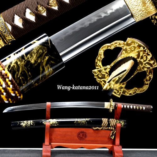 30'' Clay Tempered T10 Steel Wakizashi Japanese Samurai Sharp Sword Real Hamon - Picture 1 of 12