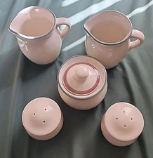 Pfaltzgraff Juniper Lot Pitcher (2) Salt & Pepper Shaker And Sugar Caddie