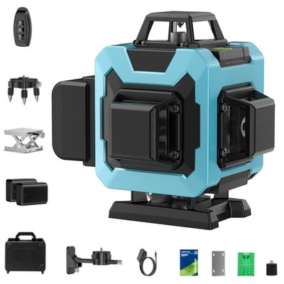 16 Line Green Laser Level 360 Self Leveling 4D with Remote, Batteries & Tripod